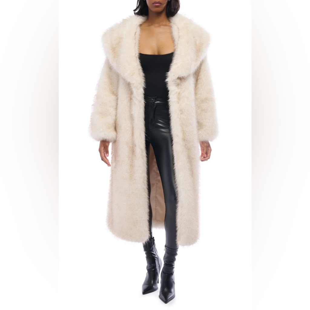 Azalea Wang Toasted-Marshmallow Faux Fur Jacket